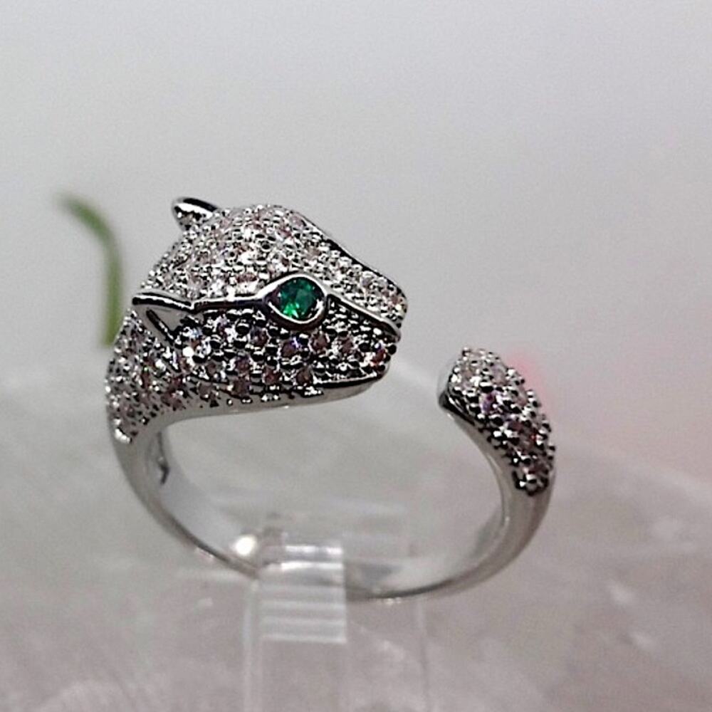SILVER PANTHER ZIRCON RING - Picture 5 of 11